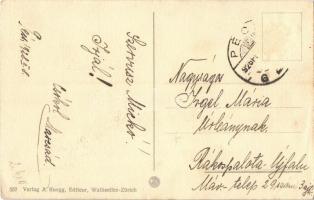 1928 Síbaleset, humor. Téli sport művészlap / Ski accident, humour. Winter sport art postcard. A. Ru...