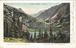 1903 Tátra, Vysoké Tatry; Omladék völgy és Poprádi tó. F. Pietschmann No. 532. 1901. / Trümmer Thal und Popper See / Zlomisková dolina, Popradské pleso / valley, lake