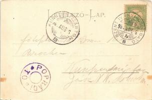 Tátra, Vysoké Tatry; Poprádi tó és menház / Poppersee und Hütte / Popradske pleso, rest house, lake ...