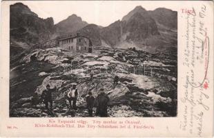 1905 Tátra, Vysoké Tatry; Kis Tarpataki völgy, Téry menház, Öt-tó. Feitzinger Ede 1903-13. 341. Ps. / Klein-Kohlbach-Thal, Téry Schutzhaus bei d. Fünf-See / valley, rest house, lake  (EK)