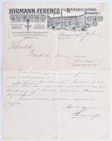 1914 Bp., Hirmann Ferenc Rézárugyárának fejléces számlája, rajta a gyár látképével