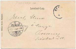 1901 Szenc, Szempcz, Senec; Római katolikus templom, Magyar utca, lovaskocsik. Szecessziós litho ker...