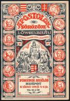cca 1930 Bp. IV., Förster Miklós Apostolok Sörözője irredenta teremmel reklámlap