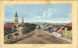 1912 Zólyom, Zvolen; Fő utca, templomok / main street, churches