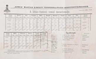 1913 "Adria" Magyar Királyi Tengerhajózási Részvénytársaság líbia-tuniszi menetrendje, lit...