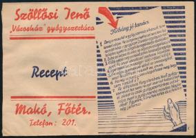 Szöllősi Jenő Városház gyógyszertára Makó receptborítékja