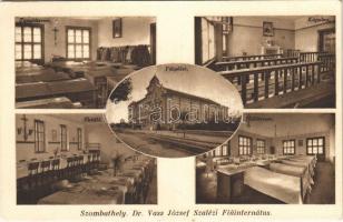 Szombathely, Dr. Vass József Szalézi Fiúinternátus belső, tanulóterem, kápolna, főépület, hálóterem, ebédlő