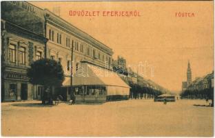 Eperjes, Presov; Fő utca, Frankl József üzlete, Nagy szálloda. W.L. (?) No. 615. / main street, shops, grand hotel