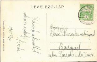 1915 Nagyszombat, Trnava; II. Rákóczi Ferenc utca, torony, Horovitz Adolf, Bernfeld Lipót, Kalenda ü...