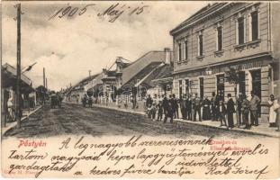 1905 Pöstyén, Piestany; Erzsébet út, vendéglő / street, restaurant (EK)