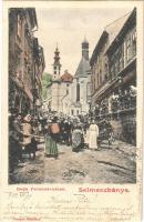 1902 Selmecbánya, Schemnitz, Banská Stiavnica; Deák Ferenc utca, Steiner Bernát és Marschalko Gyula üzlete. Joerges kiadása / street, shops