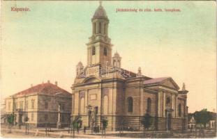1915 Kapuvár, Járásbíróság és római katolikus templom. Schemmel Károly kiadása