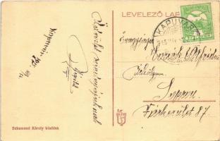 1915 Kapuvár, Járásbíróság és római katolikus templom. Schemmel Károly kiadása