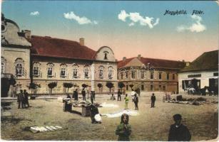 1917 Nagykálló, Fő tér, piac, Járásbíróság, Krajnik Márton üzlete