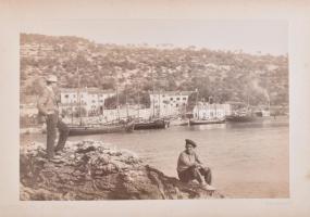 cca 1900 Abbázia, tengerpart, kikötő, városképek (Hotel Quisisana, Villa Angiolina), fotóalbum 10 db...