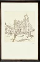 Szemethy Imre (1945- ): Nemzeti Lovarda. Rézkarc, papír, jelzett, számozott (6/75). Üvegezett fa ker...