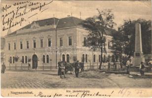 1909 Nagyszombat, Tyrnau, Trnava; Kir. járásbíróság, honvéd emlékmű, útépítés / county court, road construction, military monument (EK)