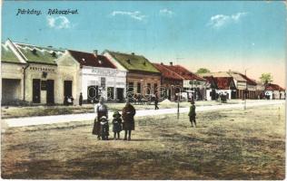 Párkány, Parkan, Stúrovo; Rákóczi út, Húscsarnok, Ifj. Schiller Lipót üzlete / street, shops (EK)