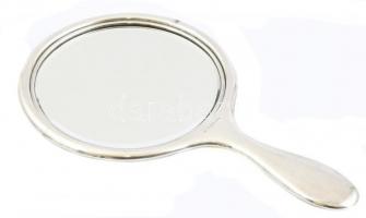 Ezüst (Ag) tükör, jelzett, hátoldalán Edna gravírozással, kopásnyomokkal, br. 237 g, h: 23,5 cm, d: 13,5 cm