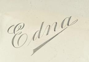 Ezüst (Ag) tükör, jelzett, hátoldalán "Edna" gravírozással, kopásnyomokkal, br. 237 g, h: ...