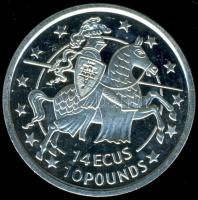 Gibraltár 1992. 14Ecu/10Ł Ag "ECU" T:PP Csak 5000db!