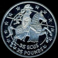 Gibraltár 1992. 35Ecu/25Ł Ag "ECU" T:PP kis k. Csak 15.000db!