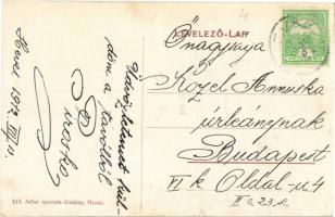 1912 Heves, Remenyik és Braun kastély, Fő tér, lovas hint. Adler nyomda kiadása 513