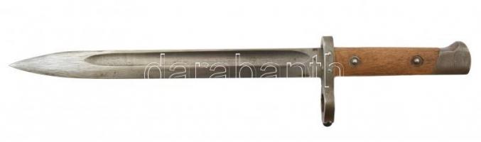 Régi bajonett, bőr tartóval, fém tokban, pengén F.G.GY. (Fegyver és Gépgyár Rt.) jelzéssel, fém toko...