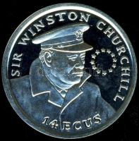 Gibraltár 1993. 14Ecu Ag "Churchill" T:PP k.
