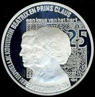 Hollandia 1991. 25Ecu Ag "25. házassági évforduló" T:PP Csak 25.000db!
