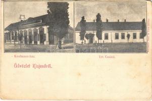 1910 Kisjenő, Chisineu-Cris; Kaufmann ház és üzlet, Úri kaszinó. Kaufmann Manó és társa kiadása / shop, casino