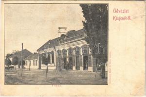 1910 Kisjenő, Chisineu-Cris; Fő tér, Kaufmann Manó és társa üzlete és kiadása / main square, shop (r)