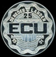 Hollandia 1991. 25Ecu Ag "Erasmus" T:PP Csak 29.998db!