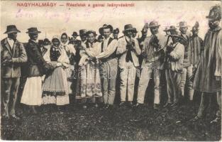 1919 Nagyhalmágy, Halmagiu; Targul de fete la Gaina / Részletek a gainai (Géneai) leányvásárról. Scheer Ede kiadása / girl fair, folklore (EK)