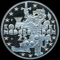 Hollandia 1994. 25Ecu Ag "Anyakirálynő 85. születésnapja" T:PP Csak 25.000db!