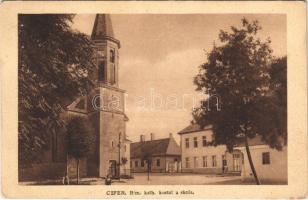 1933 Cífer, Czifer, Biksárd; Római katolikus templom és iskola / Rim. kath. kostol a skola / church and school