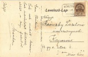 1940 Márok, Németmárok; utcakép, Római katolikus templom, Hősök emlékoszlopa, emlékmű. Szilágyi Arth...