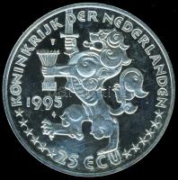 Hollandia 1995. 25Ecu Ag "Wilhelmina-II.világháború befejezésnek 40. évfordulója" T:PP kis...