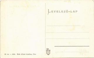 Pécs, Majláth tér és Kossuth szobor, piac. Elek Albert 28. 1916. (EK)