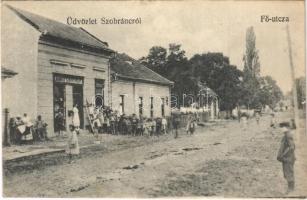 Szobránc, Sobrance; Fő utca, Hangya Szövetkezet üzlete. Halász Sándor fényképész / main street, cooperative shop (kis szakadás / small tear)