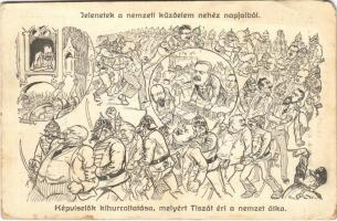 1912 Jelenetek a nemzeti küzdelem nehéz napjaiból. Képviselők kihurcoltatása, melyért Tiszát éri a nemzet átka. Herkó Péter kiadása (EM)
