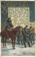 Vater unser / WWI Austro-Hungarian K.u.K. military art postcard, soldiers prayer. L&P 1795. (vágott / cut)