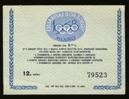 1968 Mexikói olimpiai sorsjegy / Mexico Olympic games lottery