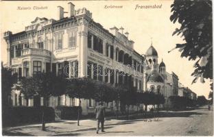 1918 Frantiskovy Lázne, Franzensbad; Kaiserin Elisabeth, Karlstrasse / hotel, street view, synagogue + K.u.K. Offiziersspital in Franzensbad (EK)