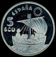 Spanyolország 1996. 5Ecu Ag "Cocoa de Mataro-hajó" T:PP k