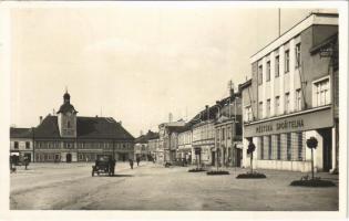 1936 Holice (v Cechách), Námestí, Mestská Sporitelna / square, shops, savings bank, automobiles