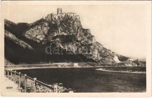 Sztrecsnó, Sztrecsény, Strecno; Hrad Strecno / Sztrecsnó vára a Vágnál / castle ruins, Váh river (EK)