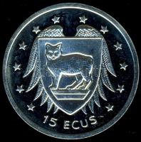 Man sziget 1994. 15Ecu Ag "Címer" T:PP k. Csak 30.000db!