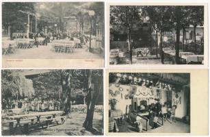 Budapest, kávéházak, éttermek, belső - 8 db régi képeslap / 8 pre-1945 postcards
