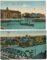Shanghai, Russian, German, American and Japanese Consulate Buildings, The Bund, Public Garden and bridge - 2 db régi képeslap / 2 pre-1945 postcards